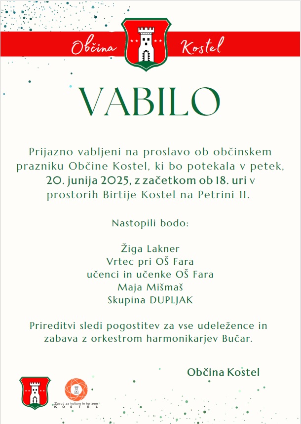 VABILO NA PROSLAVO OB OBČINSKEM PRAZNIKU